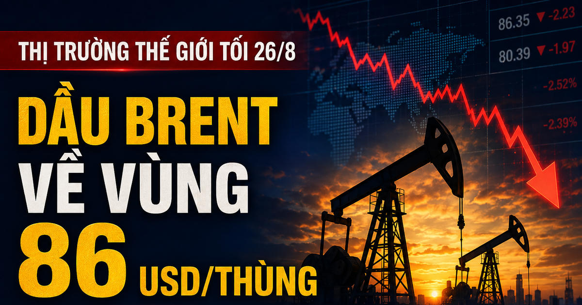 Giá dầu Brent giảm về 86 USD/thùng, vàng giảm 1% tối 26/8