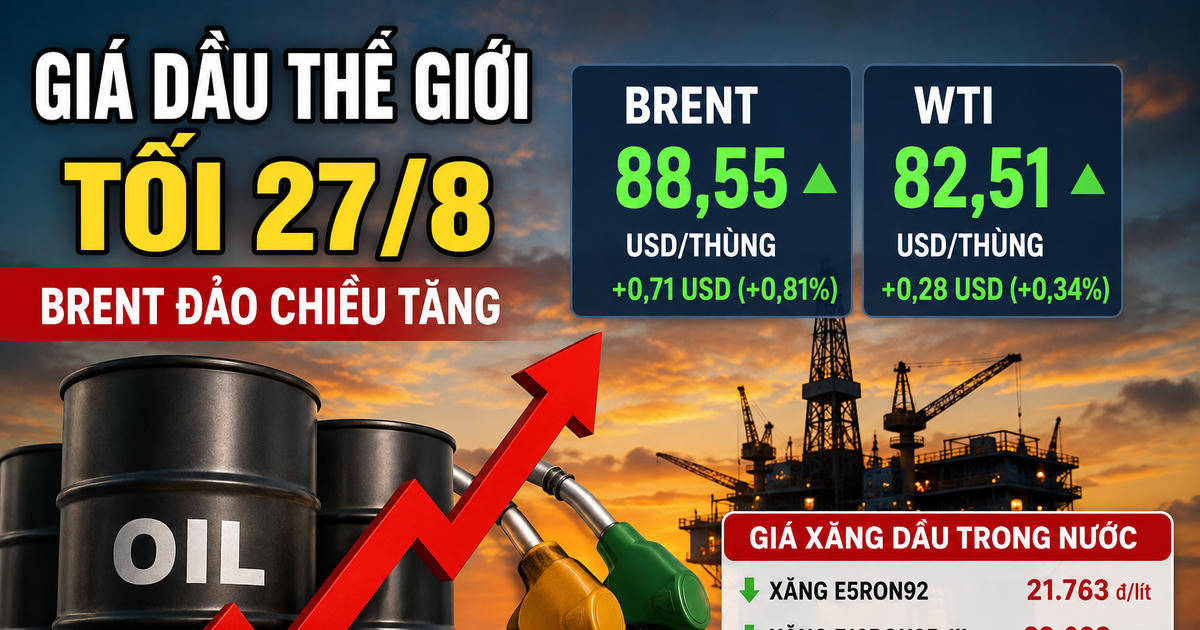 Giá dầu Brent tăng nhẹ, thị trường giằng co quanh Hormuz tối 27/8