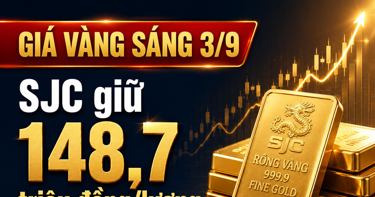 Giá vàng SJC giữ 148,7 triệu đồng/lượng, vàng thế giới phục hồi hơn 1% sáng 3/9