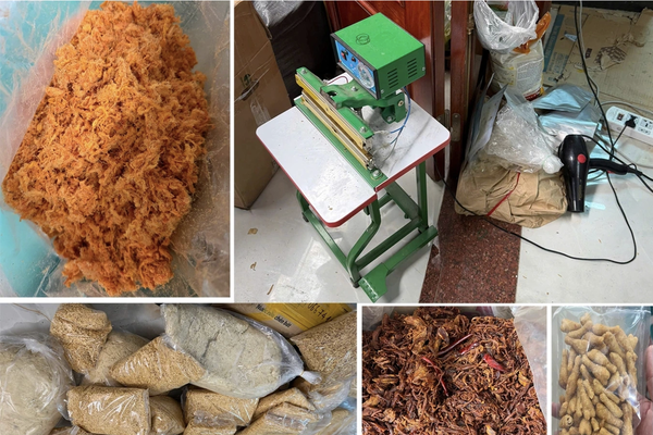 Thành Hóa: Phát hiện gần 2 tấn ruốc, đồ ăn vặt không rõ nguồn gốc