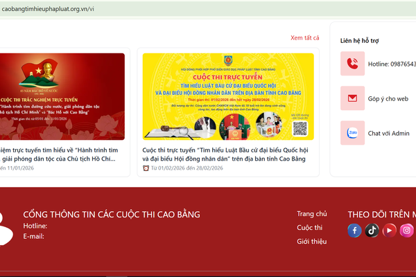 Cao Bằng công bố website tổ chức các cuộc thi trực tuyến tìm hiểu pháp luật 