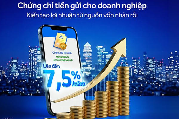 ACB ra mắt chứng chỉ tiền gửi cho doanh nghiệp, lãi suất đến 7,5%/năm