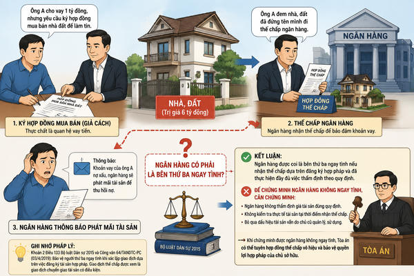 Nhà đất bị đem thế chấp sau giao dịch giả cách, ngân hàng có phải bên thứ ba ngay tình?