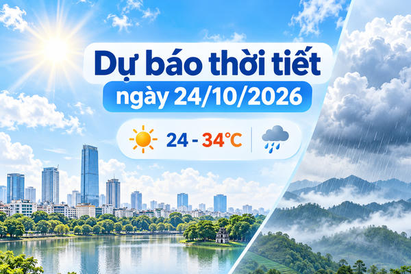 Thời tiết hôm nay 24/10: Bắc bộ nắng, Nam bộ có mưa dông chiều tối