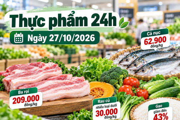 Thực phẩm 24h ngày 27/10: Heo hơi còn 45.000 đồng/kg, ba rọi vẫn hơn 200.000 đồng/kg