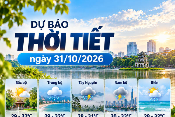 Thời tiết hôm nay 31/10: Mưa giảm ở Trung bộ, Nam bộ đề phòng dông mạnh chiều tối