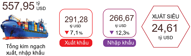 Xuất khẩu lấy lại “nhịp” tăng trưởng, thặng dư thương mại đạt trên 24 tỷ USD