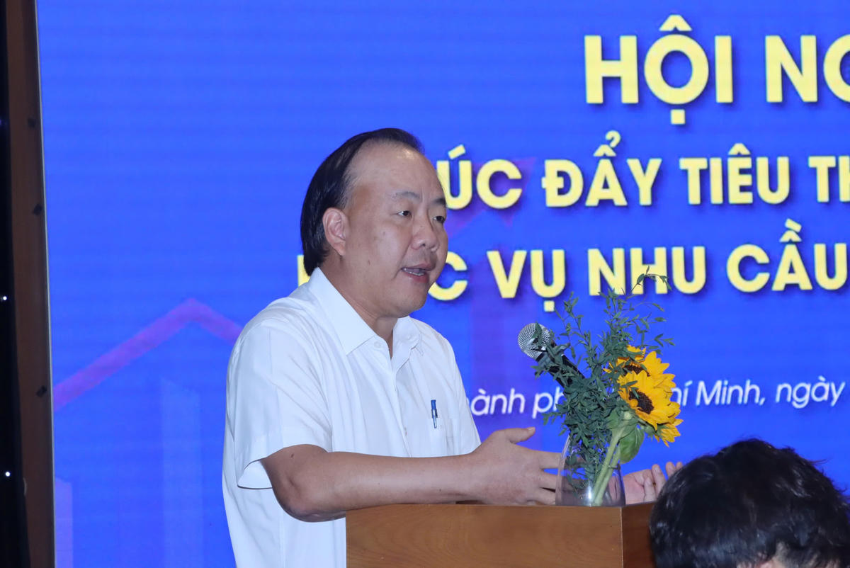 Ông Trần Hữu Linh, Cục trưởng Cục Quản lý và Phát triển thị trường trong nước phát biểu tại Hội nghị.