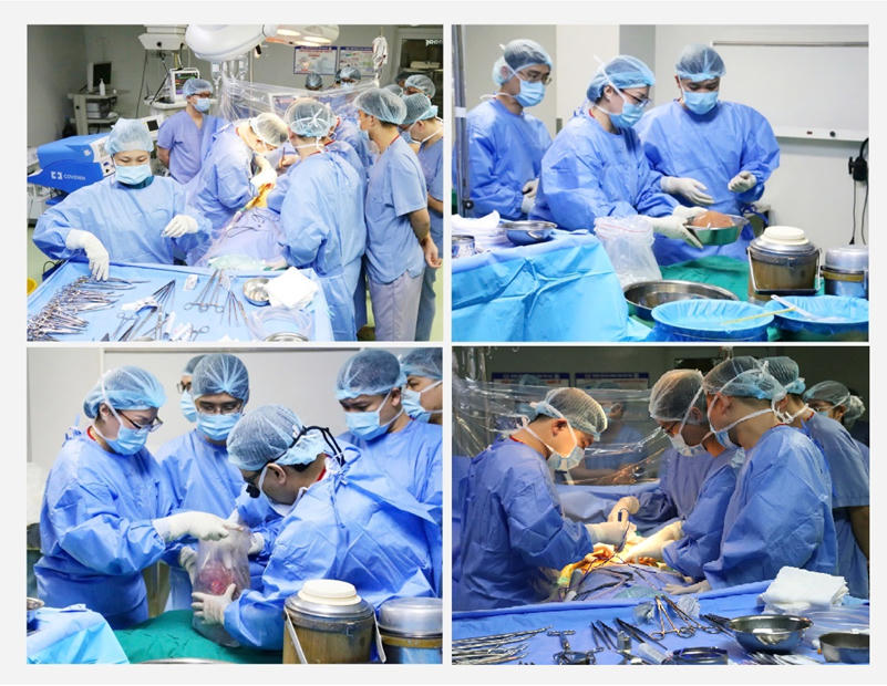 Ekip thực hiện lấy tạng và ekip thực hiện ghép tạng tại Bệnh viện Đa khoa tỉnh Phú Thọ.