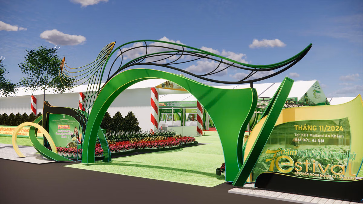 Phối cảnh cổng vào Festival sản phẩm nông nghiệp và làng nghề Hà Nội lần thứ 3.
