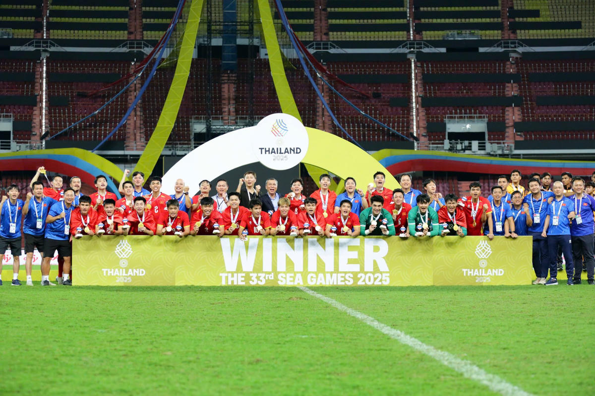 Đội tuyển U22 Việt Nam giành HCV SEA Games 33. Ảnh VFF