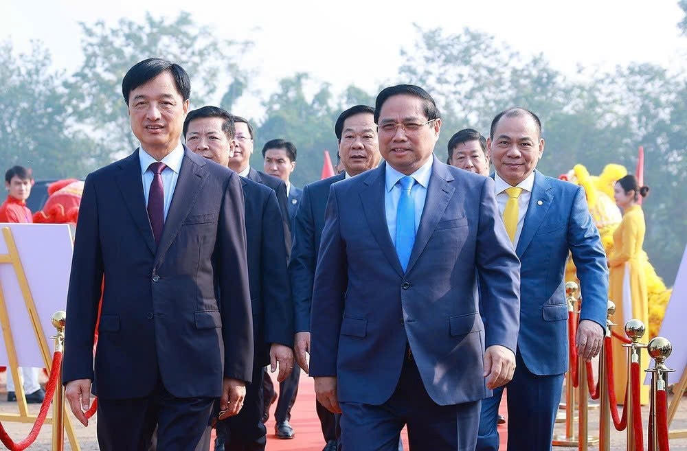 Thủ tướng Chính phủ Phạm Minh Chính dự Lễ khởi công dự án đầu tư xây dựng khu đô thị thể thao Olympic (xã Thượng Phúc, thành phố Hà Nội). Ảnh: VGP