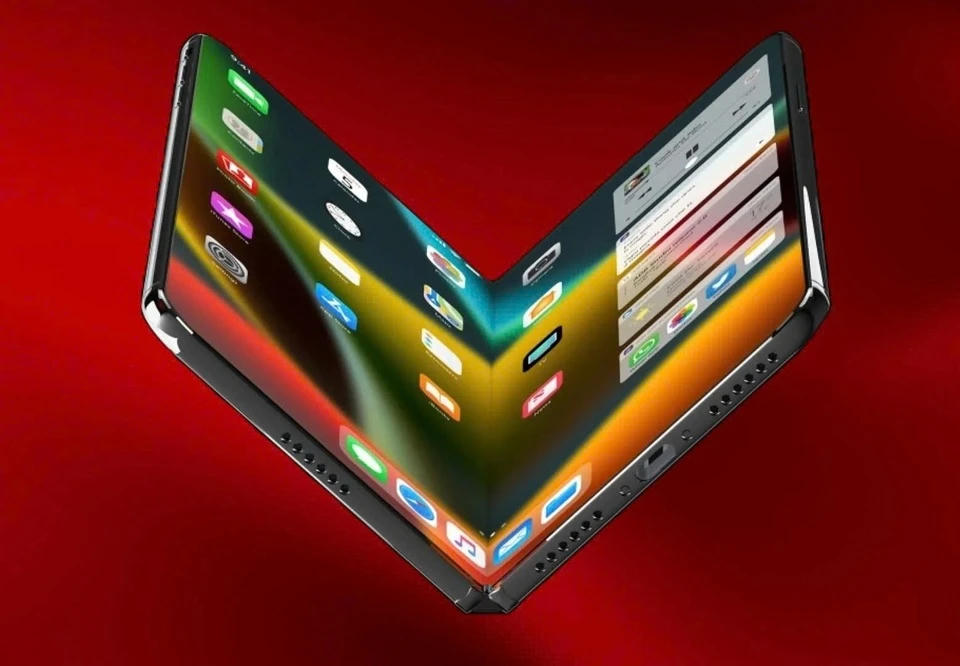 iPhone gập sở hữu màn hình ngoài 5,3 inch và mở rộng thành 7,8 inch khi mở ra. Ảnh: 9to5Mac.