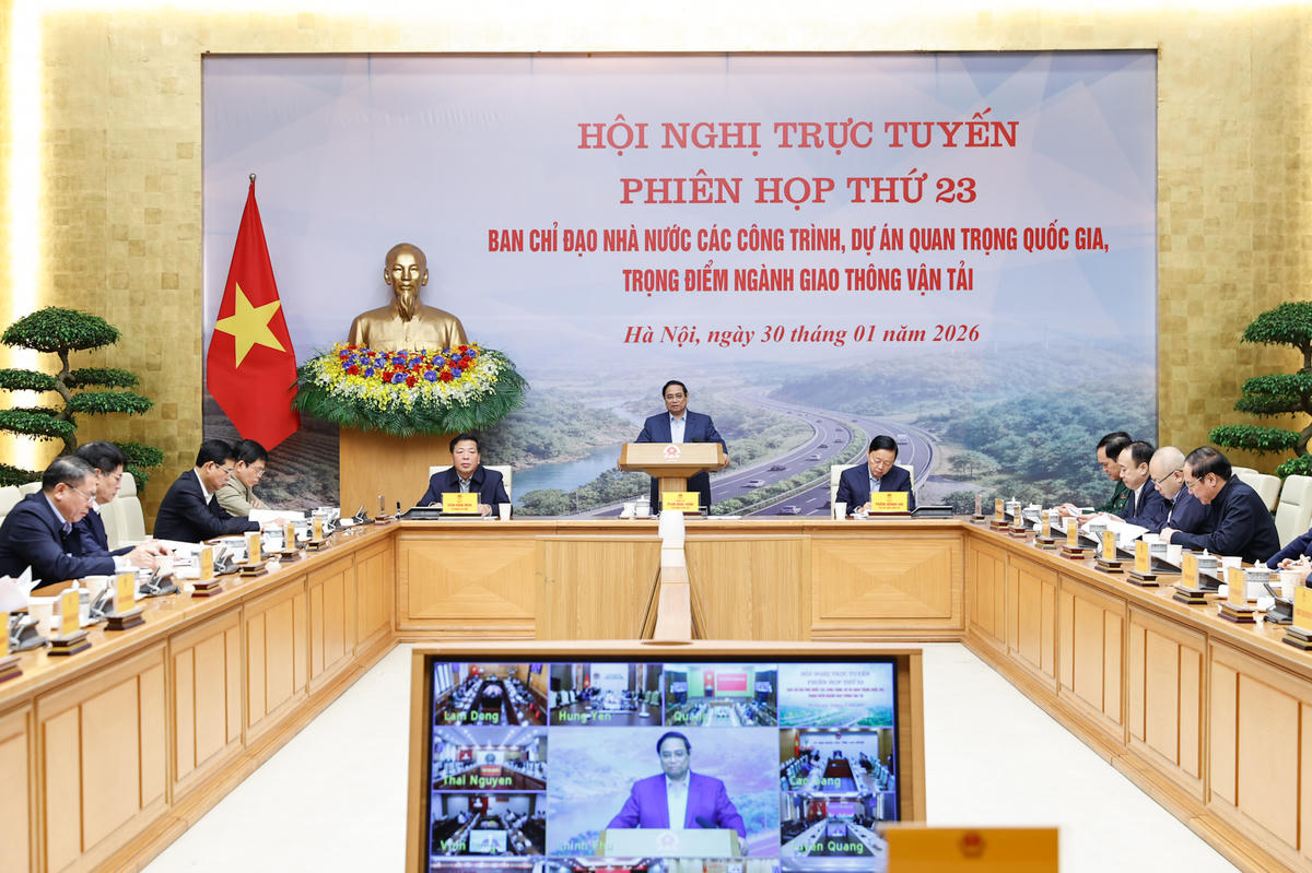 Thủ tướng: Bảo đảm đến năm 2030, đạt được mục tiêu hoàn thành ít nhất 5.000 km đường bộ theo Nghị quyết của Đại hội Đảng - Ảnh: VGP/Nhật Bắc.