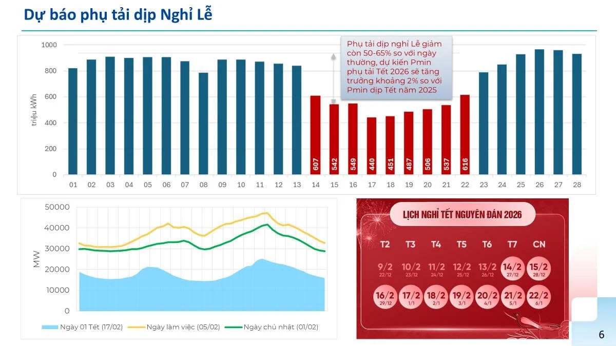 Công ty Vận hành hệ thống điện và thị trường điện Quốc gia (NSMO) dự báo tiêu thụ điện dịp Tết. Ảnh: EVN