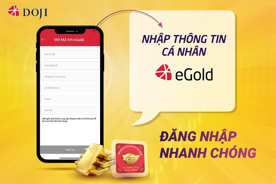 Nền tảng mua vàng trực tuyến của DOJI. Ảnh DOJI