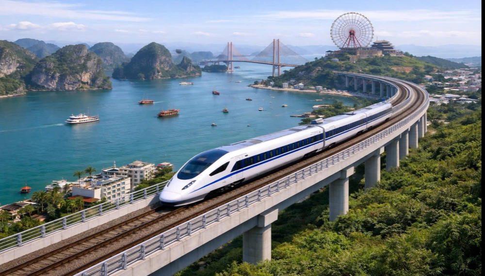 Phối cảnh mô phỏng giao thông đường sắt. Ảnh: Báo Quảng Ninh