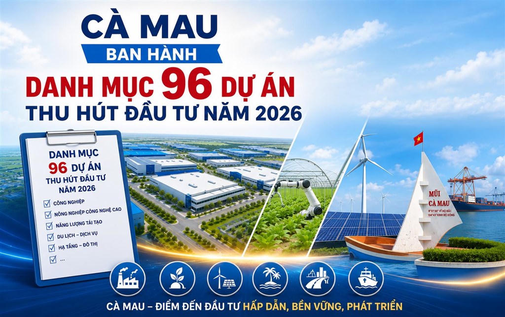 Cà Mau công bố danh mục 96 dự án thu hút đầu tư năm 2026. (Ảnh: UBND tỉnh Cà Mau).