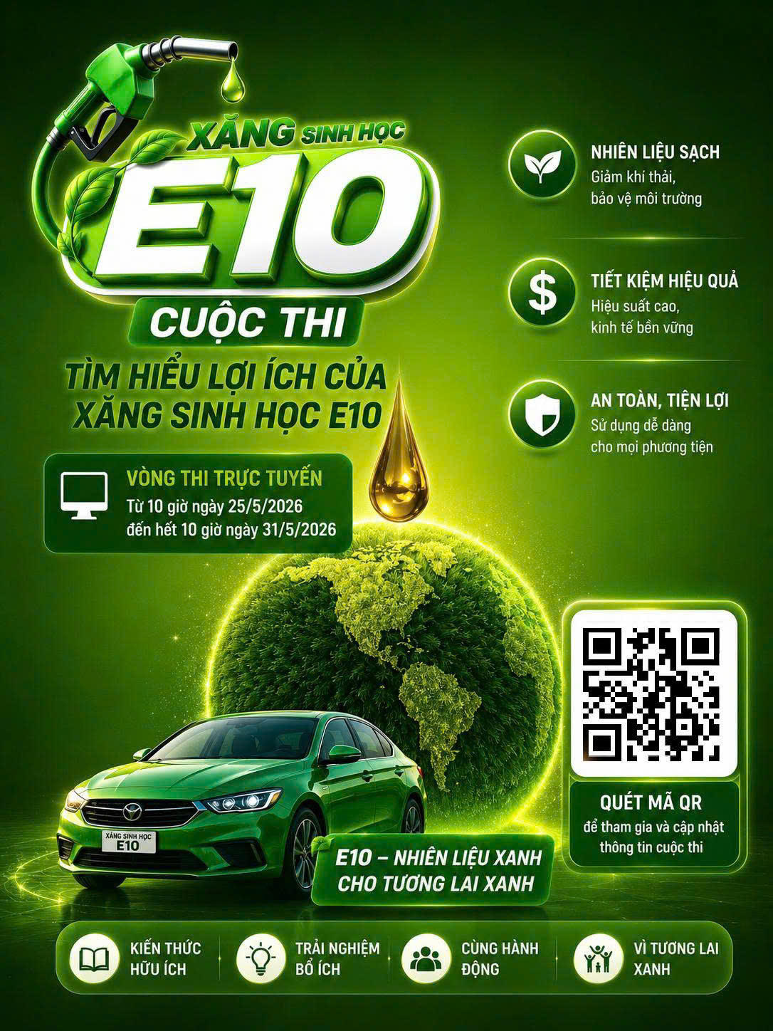 Cuộc thi “Tìm hiểu lợi ích của xăng sinh học E10” sẽ góp phần lan tỏa mạnh mẽ thông điệp sử dụng nhiên liệu thân thiện với môi trường.