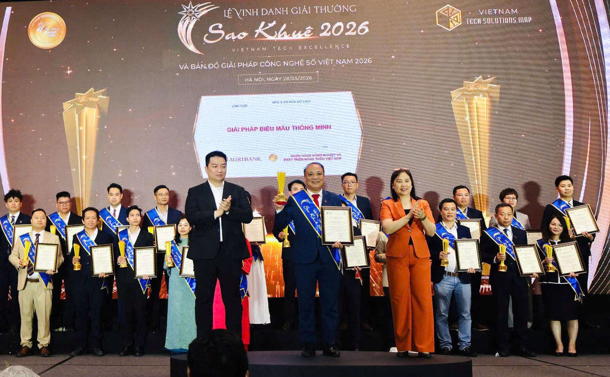 Agribank được vinh danh 02 giải thưởng Sao Khuê 2026 với hai giải pháp công nghệ số tiêu biểu.