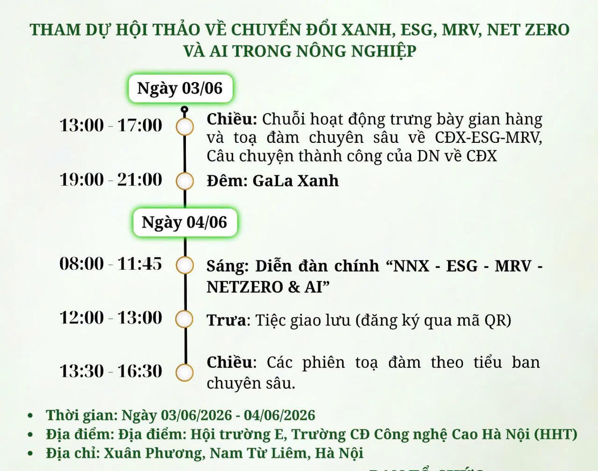 Chương trình hội thảo công nghệ xanh ngày 3 và 4/6. Ảnh: AT