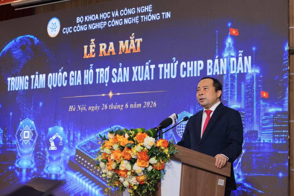 Bộ trưởng Bộ Khoa học và Công nghệ Vũ Hải Quân phát biểu tại sự kiện. Ảnh: Bộ Khoa học và Công nghệ.