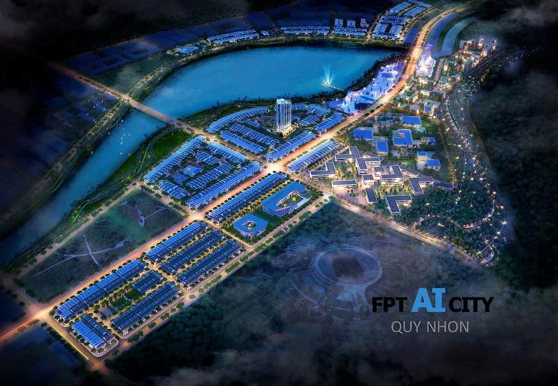 Phối cảnh Dự án Trung tâm trí tuệ nhân tạo - Đô thị phụ trợ (tên thương mại FPT AI City Quy Nhon). Ảnh: FPT AI Quy Nhon