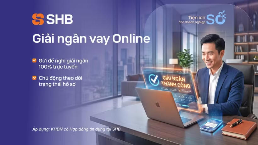 SHB vừa nâng cấp ứng dụng SHB Corporate Mobile với các tính năng bổ sung sinh trắc học qua VNeID, đăng ký phát hành thẻ tín dụng và giải ngân vay online. Ảnh: SHB