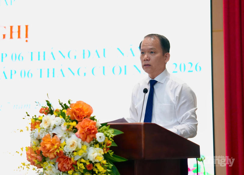 Bộ trưởng Bộ Tư pháp Hoàng Thanh Tùng phát biểu khai mạc hội nghị. Ảnh: Thanh Yến