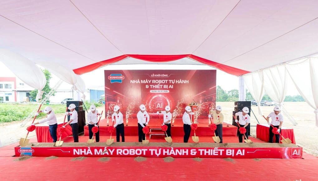 Tập đoàn Sunhouse vừa khởi công Nhà máy Robot tự hành và Thiết bị AI tại Khu Công nghệ cao Hòa Lạc với tổng vốn đầu tư gần 2.000 tỷ đồng.