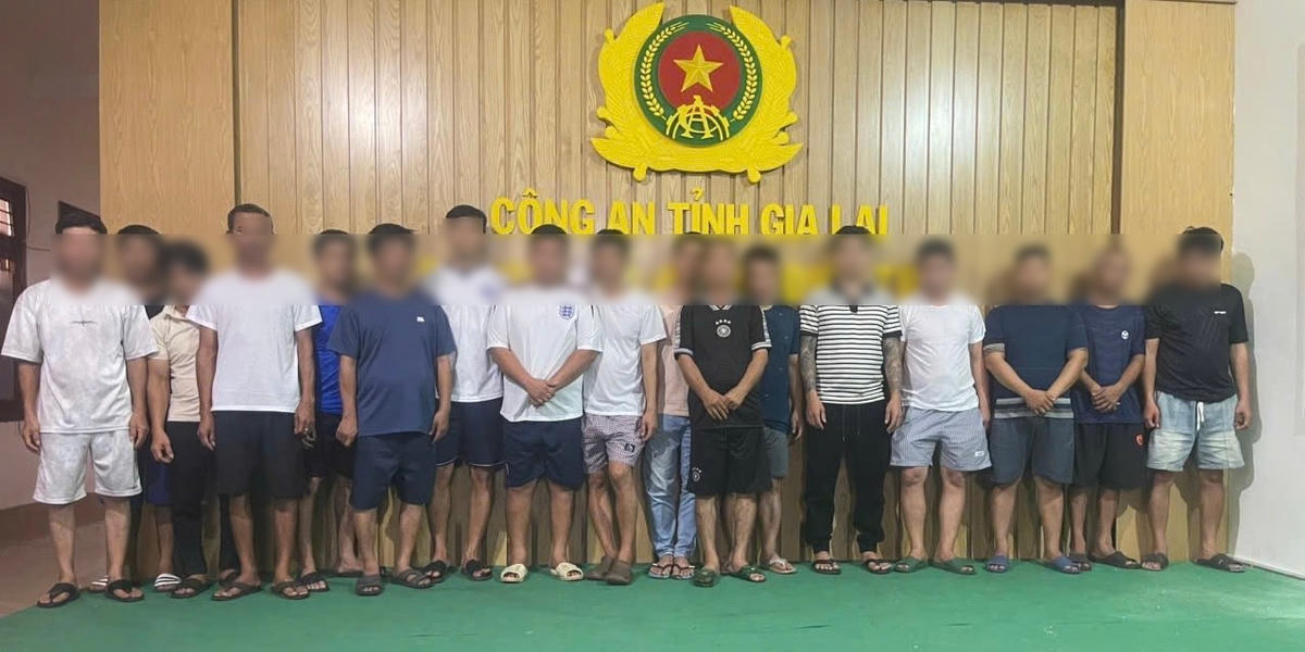 Các đối tượng tại cơ quan Công an. Ảnh: Công an tỉnh Gia Lai