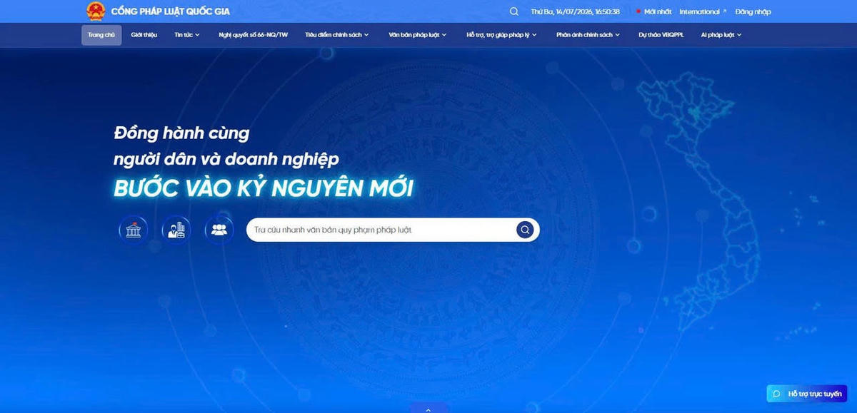 Ảnh chụp màn hình Cổng Pháp luật quốc gia.