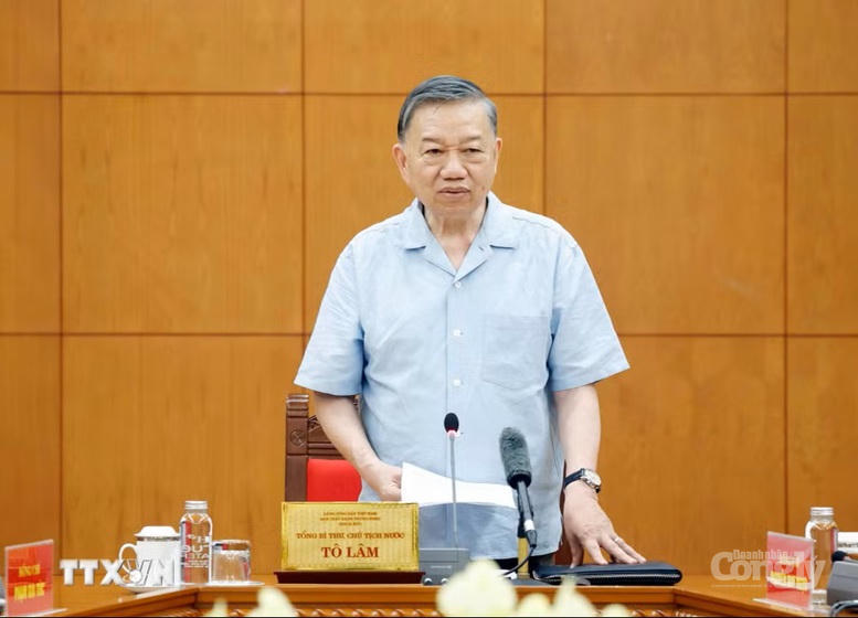 Tổng Bí thư, Chủ tịch nước Tô Lâm kết luận cuộc làm việc. Ảnh: TTXVN