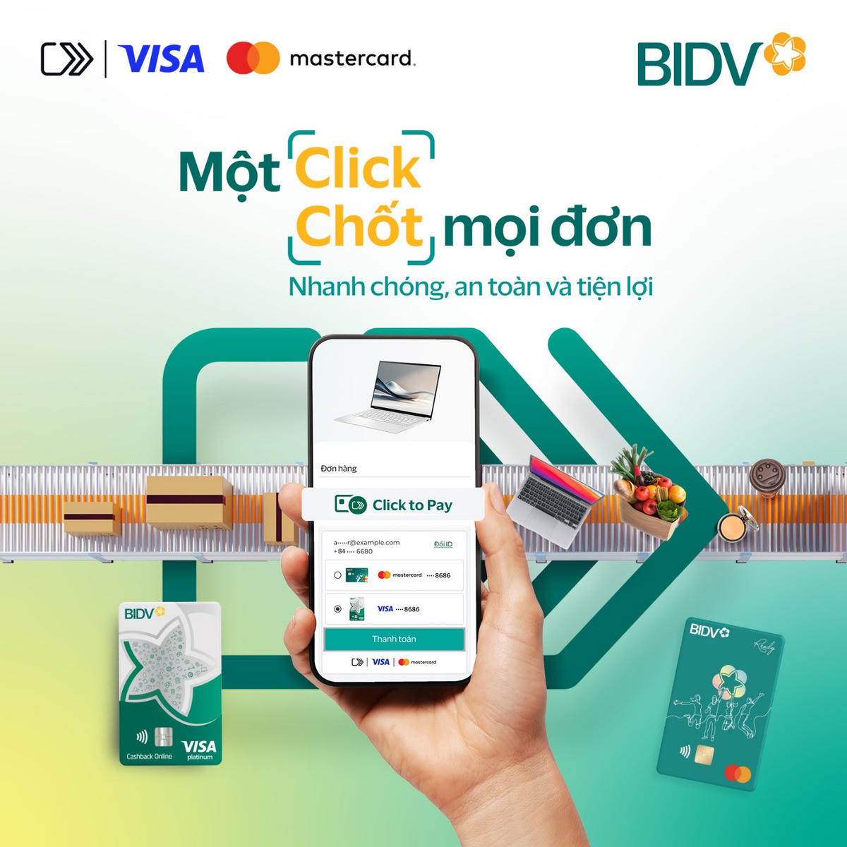 BIDV ra mắt Click to Pay cho chủ thẻ Visa và Mastercard. 