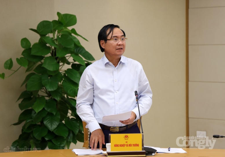 Thứ trưởng Bộ Nông nghiệp và Môi trường Võ Văn Hưng báo cáo tại Phiên họp - Ảnh: VGP/Gia Huy
