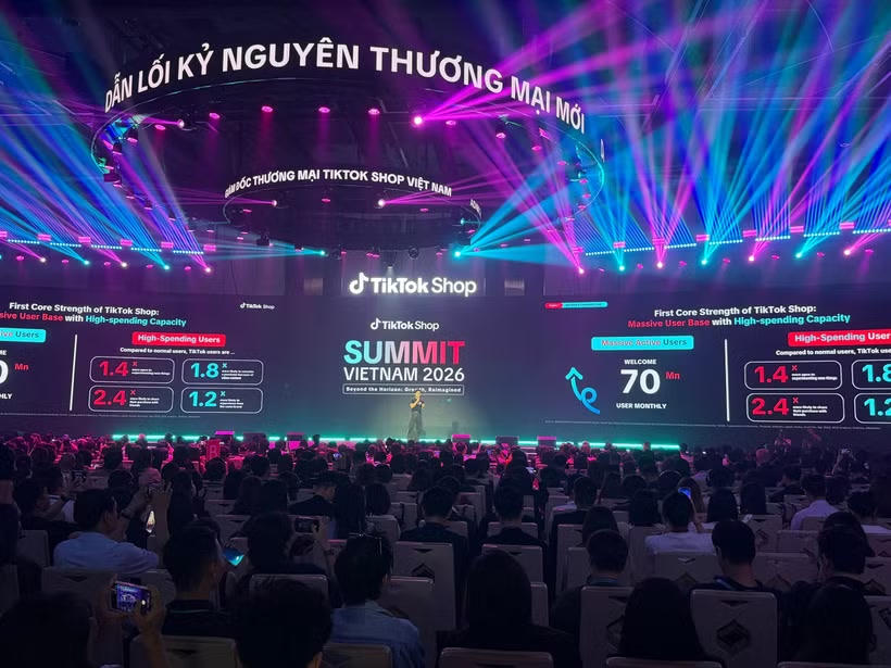 TikTok Shop công bố chiến lược mới sau khi GMV tại Việt Nam tăng mạnh trong năm 2025. Ảnh: Vietnam+