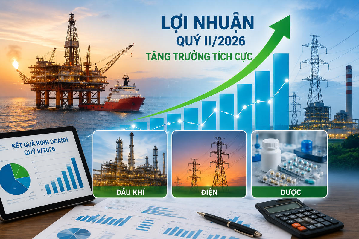Bức tranh lợi nhuận quý II khởi sắc nhờ nhóm dầu khí, điện và dược.