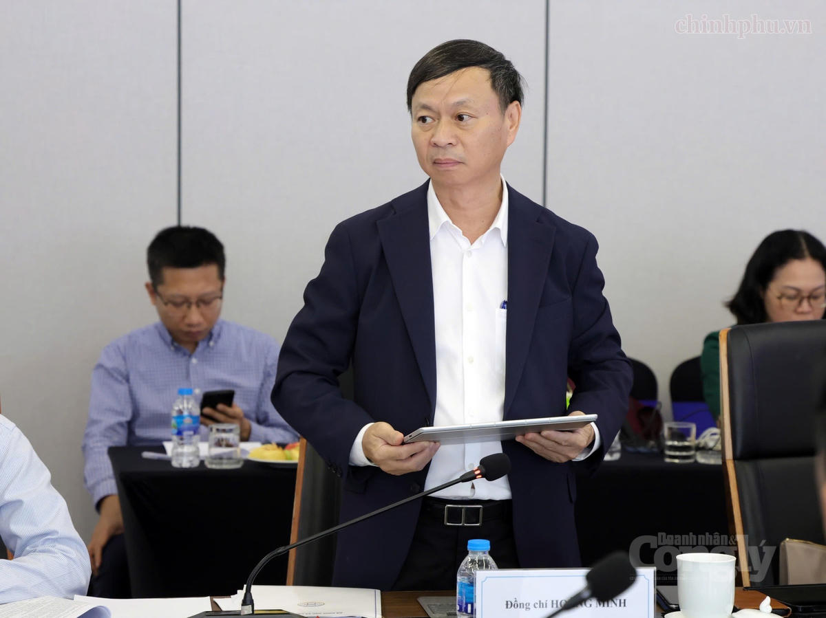 Thứ trưởng Bộ KH&CN Hoàng Minh phát biểu tại buổi làm việc. Ảnh: VGP/Gia Huy