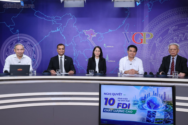 Buổi Tọa đàm "Nghị quyết 10: Phát triển hệ sinh thái FDI chất lượng cao. Ảnh:baochinhphu.vn