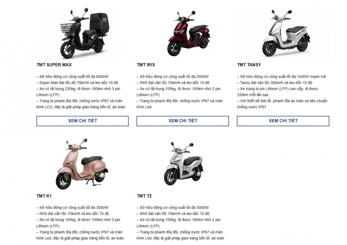 TMT Motors chuẩn bị bán 4 mẫu xe máy điện từ tháng 9. Ảnh: VOV.