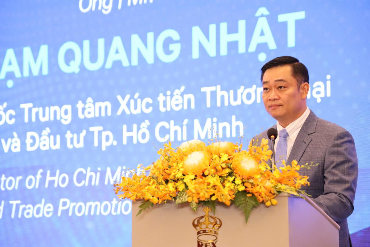 Ông Phạm Quang Nhật, Giám đốc Trung tâm Xúc tiến thương mại TP.HCM phát biểu tại hội nghị.
