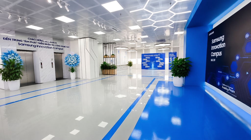 Trung tâm gồm 2 phòng học SIC, 2 phòng thực hành bán dẫn ứng dụng công nghệ thực tế ảo và thực tế mở rộng VR/XR, 2 phòng họp cùng khu vực nghỉ. Ảnh: Samsung