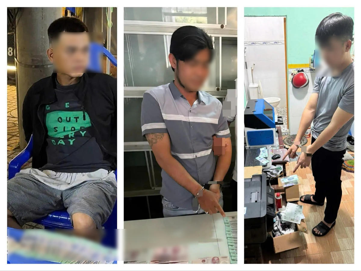 Các đối tượng bị bắt giữ. Ảnh: Công an Cần Thơ