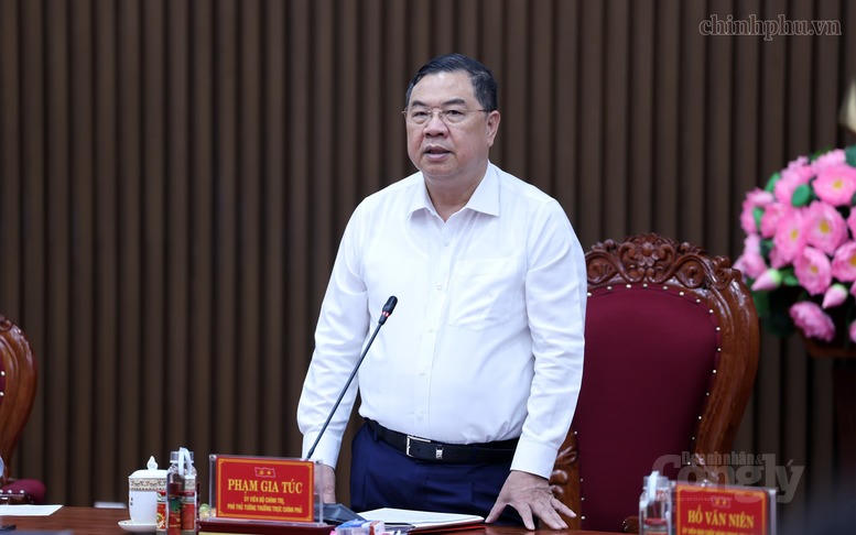 Phó Thủ tướng Thường trực Phạm Gia Túc phát biểu tại cuộc làm việc với Ban Thường vụ Tỉnh ủy Quảng Ngãi chiều 15/8. Ảnh: chinhphu.vn/Phương Nguyên