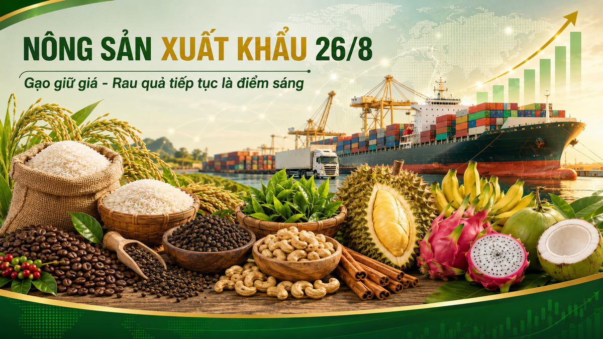 Nông sản xuất khẩu ngày 26/8/2026. Ảnh được tạo với sự hỗ trợ của AI.