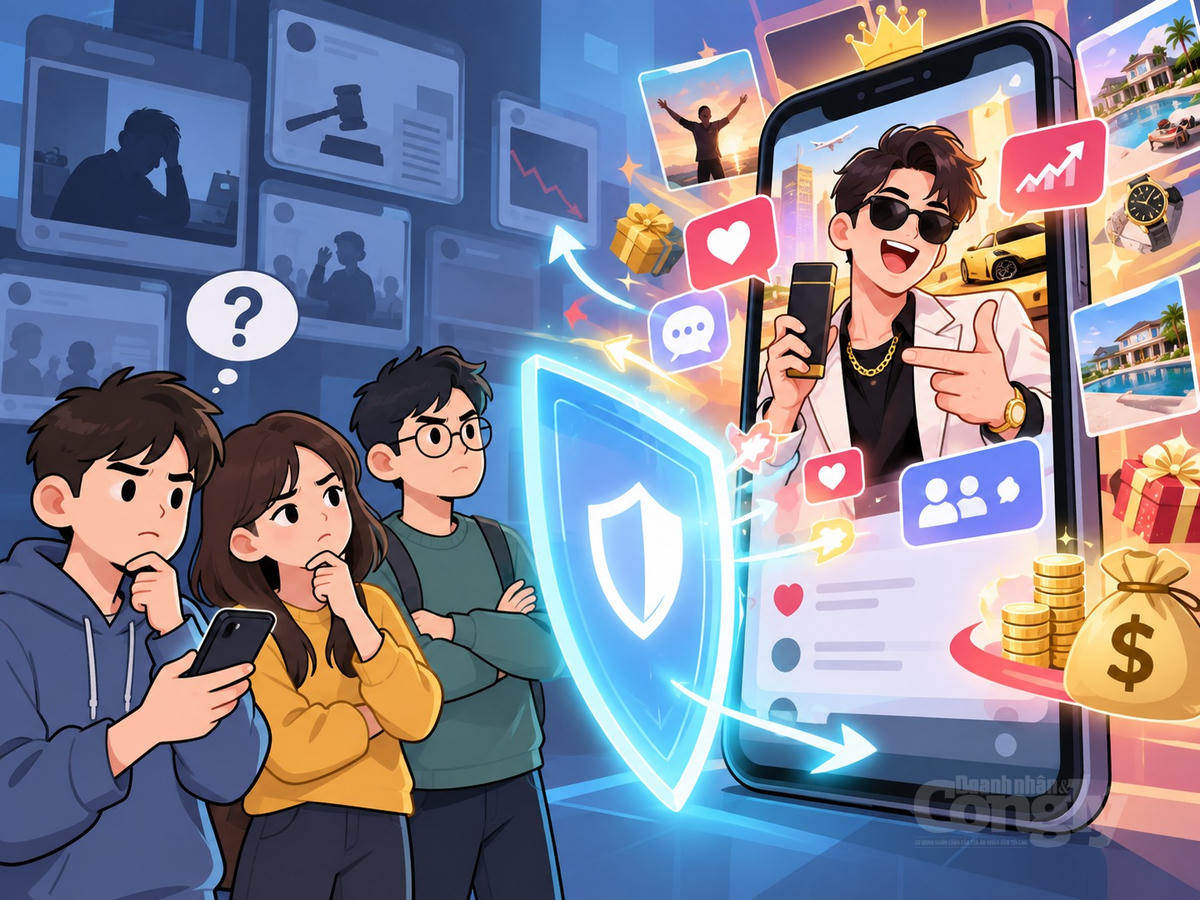  Người nổi tiếng trên mạng không đồng nghĩa với giá trị thực; mỗi người cần có “lá chắn tự thân” khi tiếp nhận thông tin. Hình minh họa được tạo với sự hỗ trợ của AI.