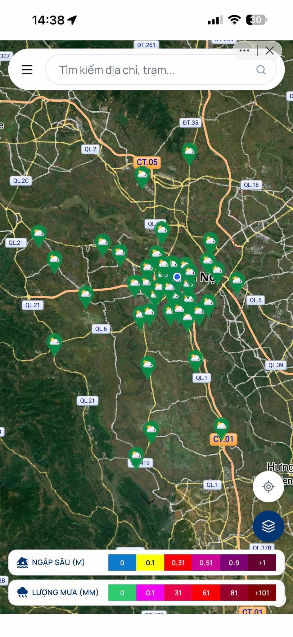 Hà Nội đưa “Bản đồ Mưa ngập” lên iHanoi, cảnh báo trong bán kính tới 100 km