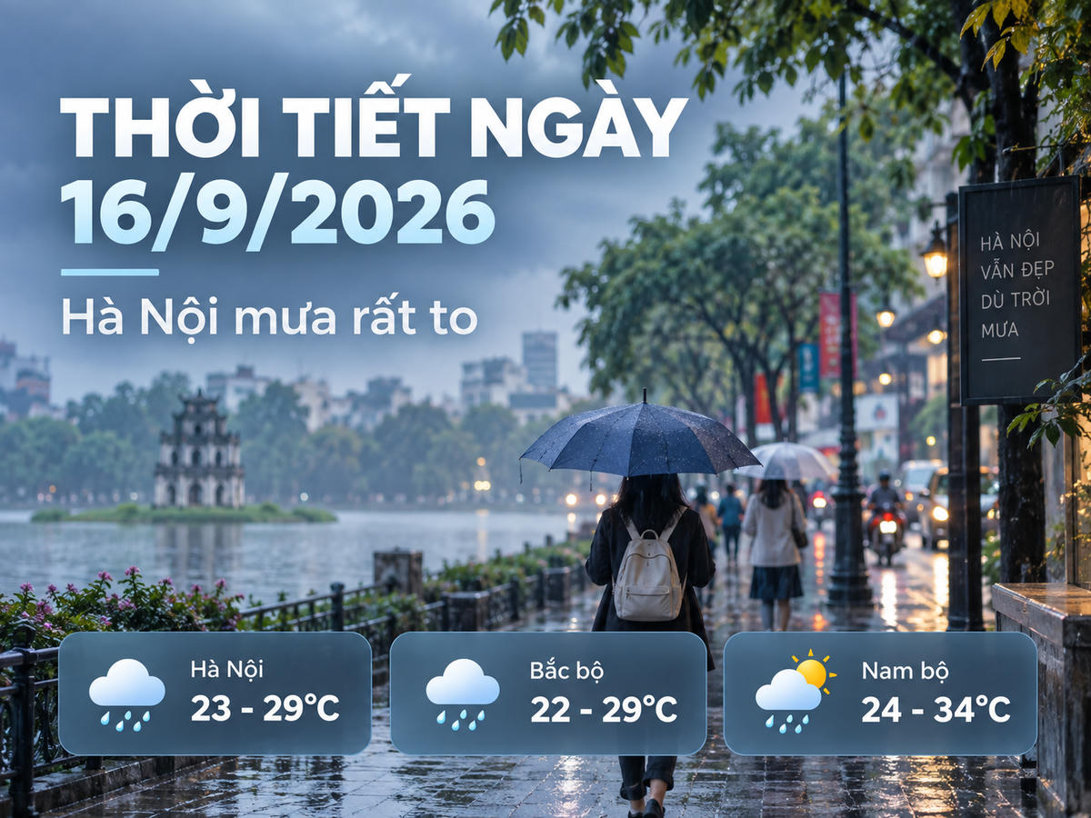 Thời tiết hôm nay 16/9: Hà Nội mưa to đến rất to, Bắc bộ nhiều nơi mưa lớn. Ảnh minh họa được tạo với sự hỗ trợ của AI.