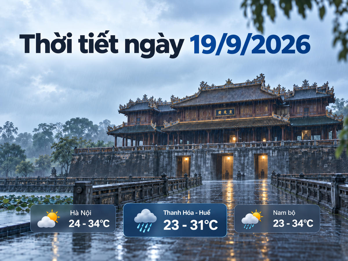 Ngày 19/9, khu vực từ Nghệ An đến TP Huế có mưa vừa, mưa to, cục bộ trên 70 mm. Ảnh được tạo với sự hỗ trợ của AI.