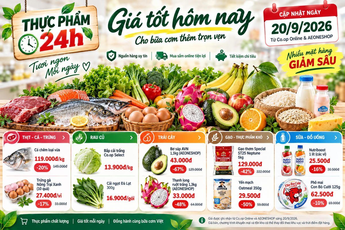 Thực phẩm 24h 20/9: Cá, trứng đồng loạt giảm giá, bơ sáp giảm tới 67%. Ảnh được tạo với sự hỗ trợ của AI.